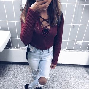 Maroon top